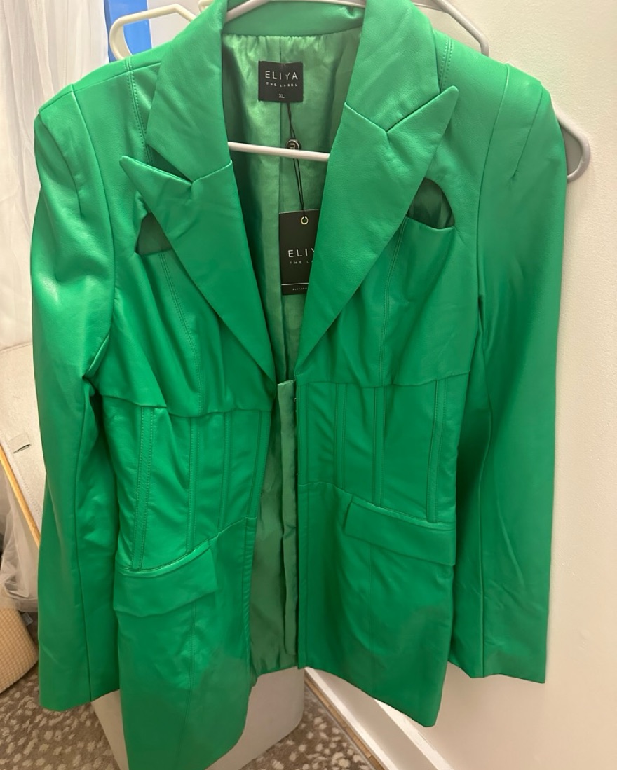 Green Leather Blazer Corset Dress by Eliya The Label - Pickle