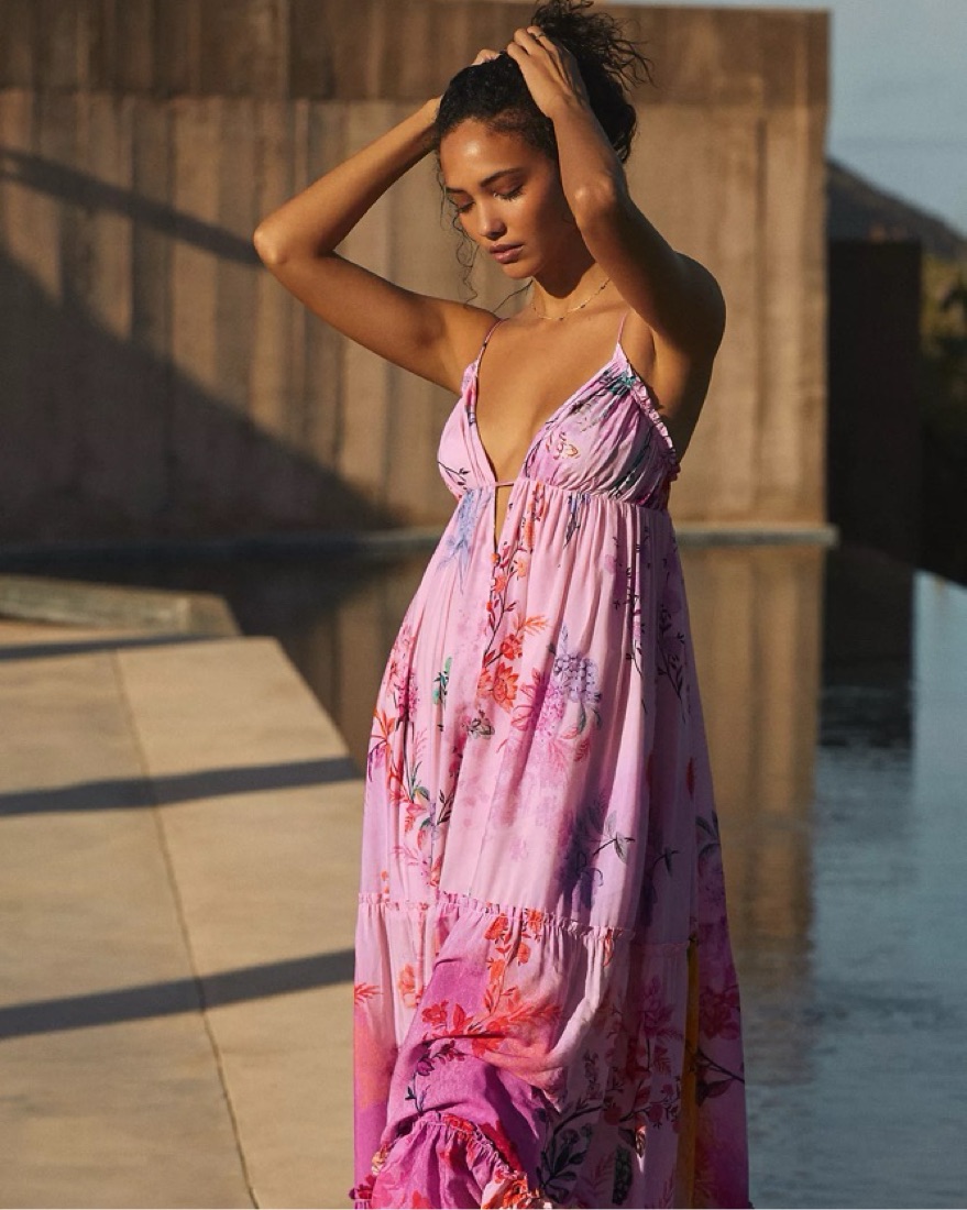 Alissa Tiered Maxi Dress by Anthropologie - Pickle