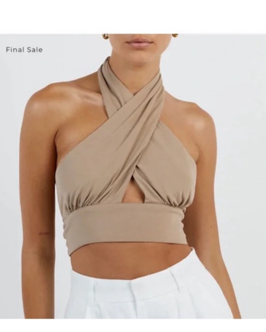 トップス theredthread shirred frill halter tops EDIKTED Zoee Twisted Textured Halter Top - LIGHT BLUE - XL | Tillys