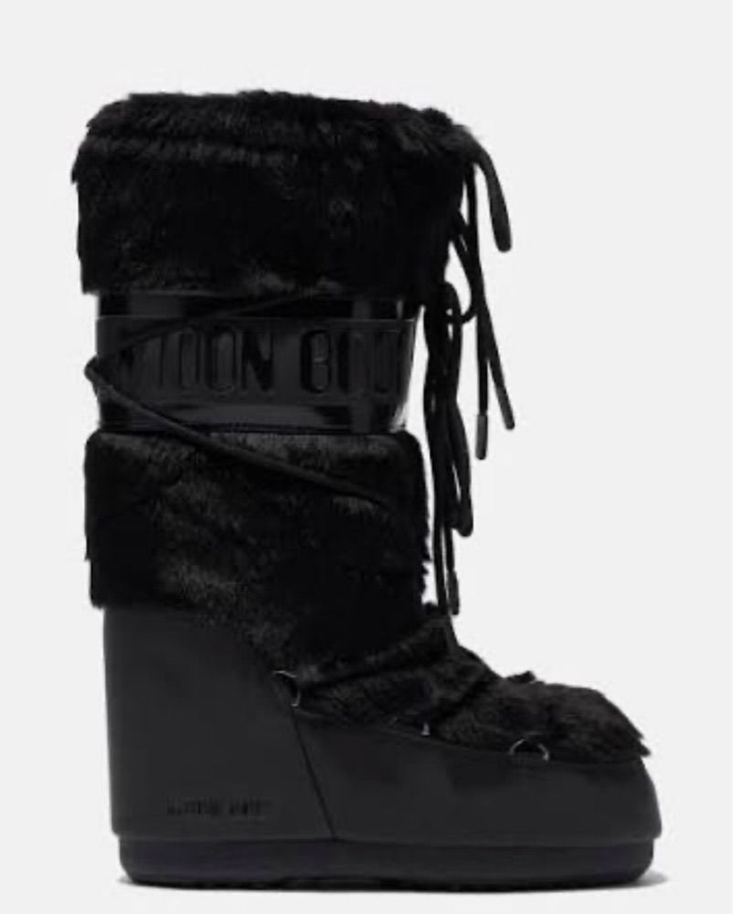 Moon Boots 39 Fur Black Icon Tall Boots by Moon Boot - Pickle