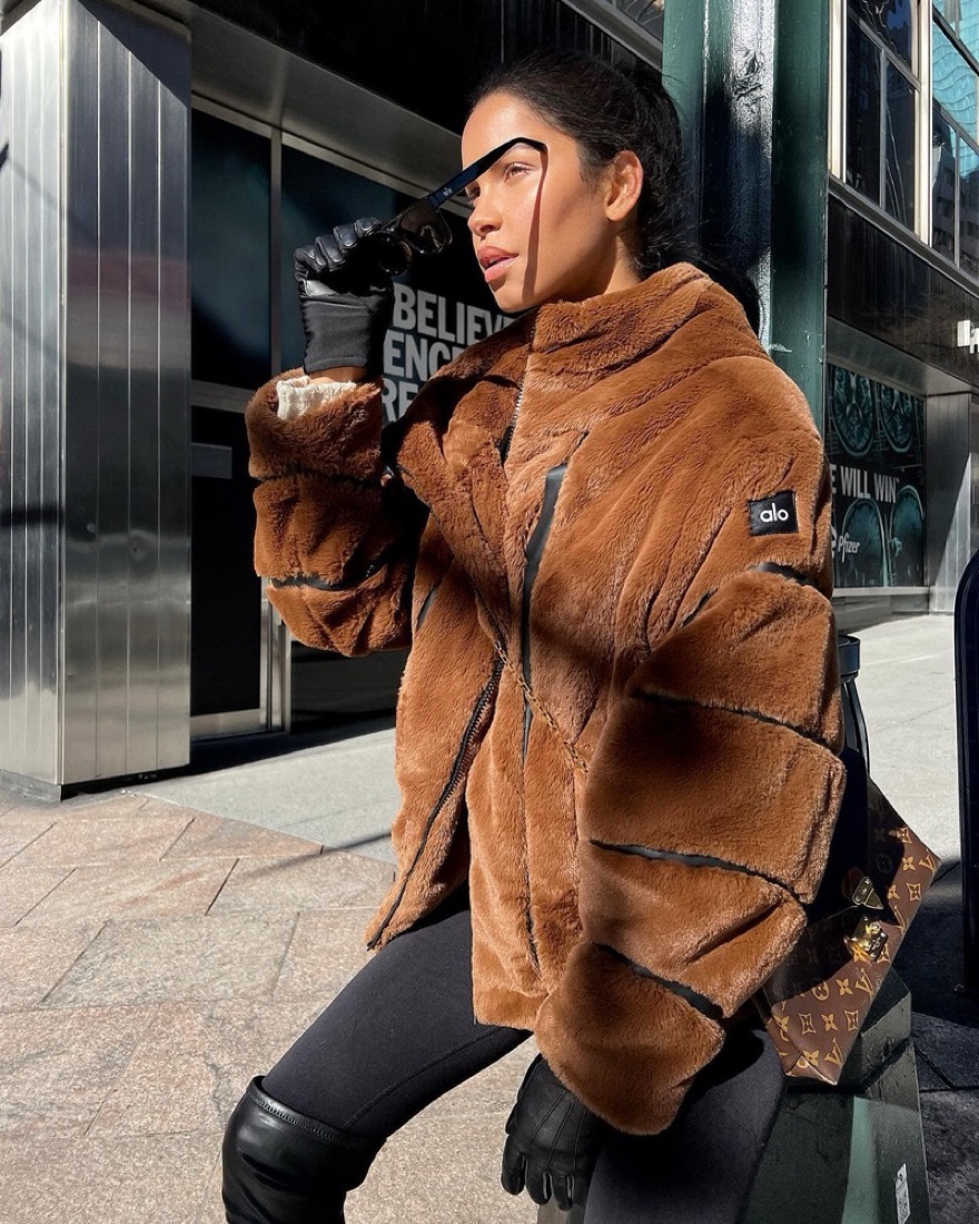Alo Yoga Knock Out Faux Fur Jacket by Alo Yoga - Pickle