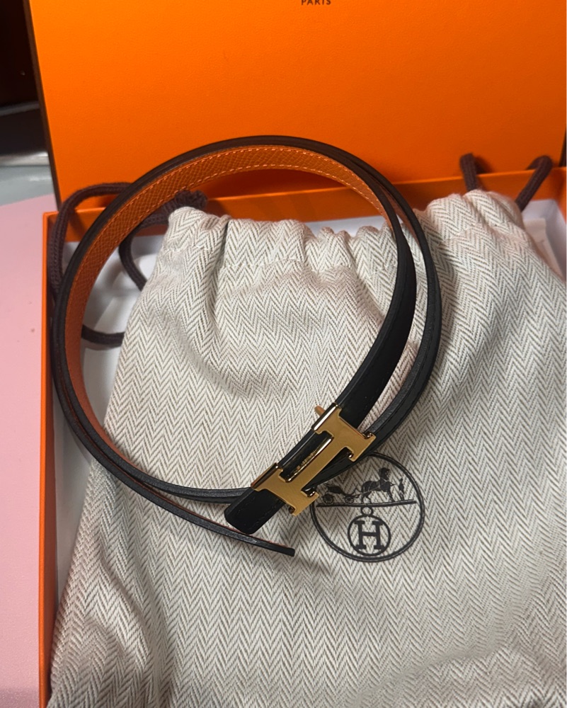 Hermes Mini Belt - 2 sided(Black/Orange) by Hermes - Pickle