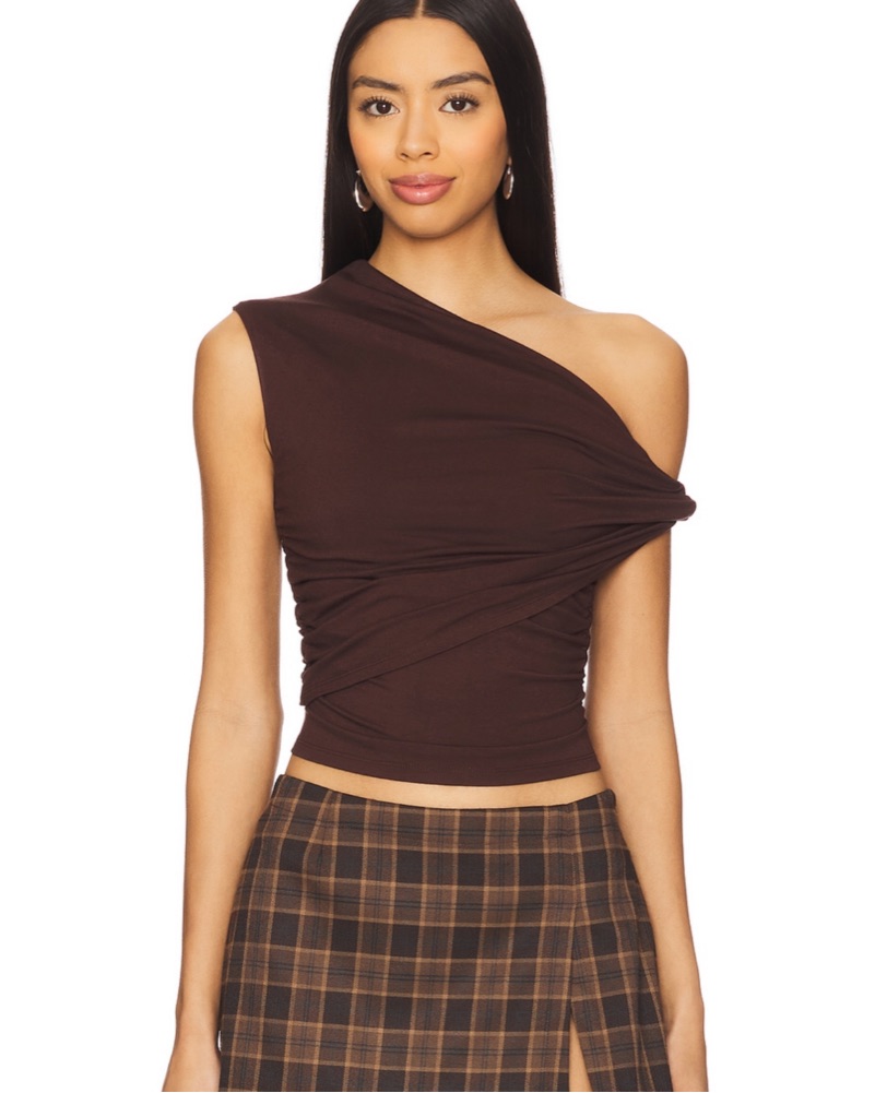 Chocolate Brown One Shoulder Top by Superdown - Pickle