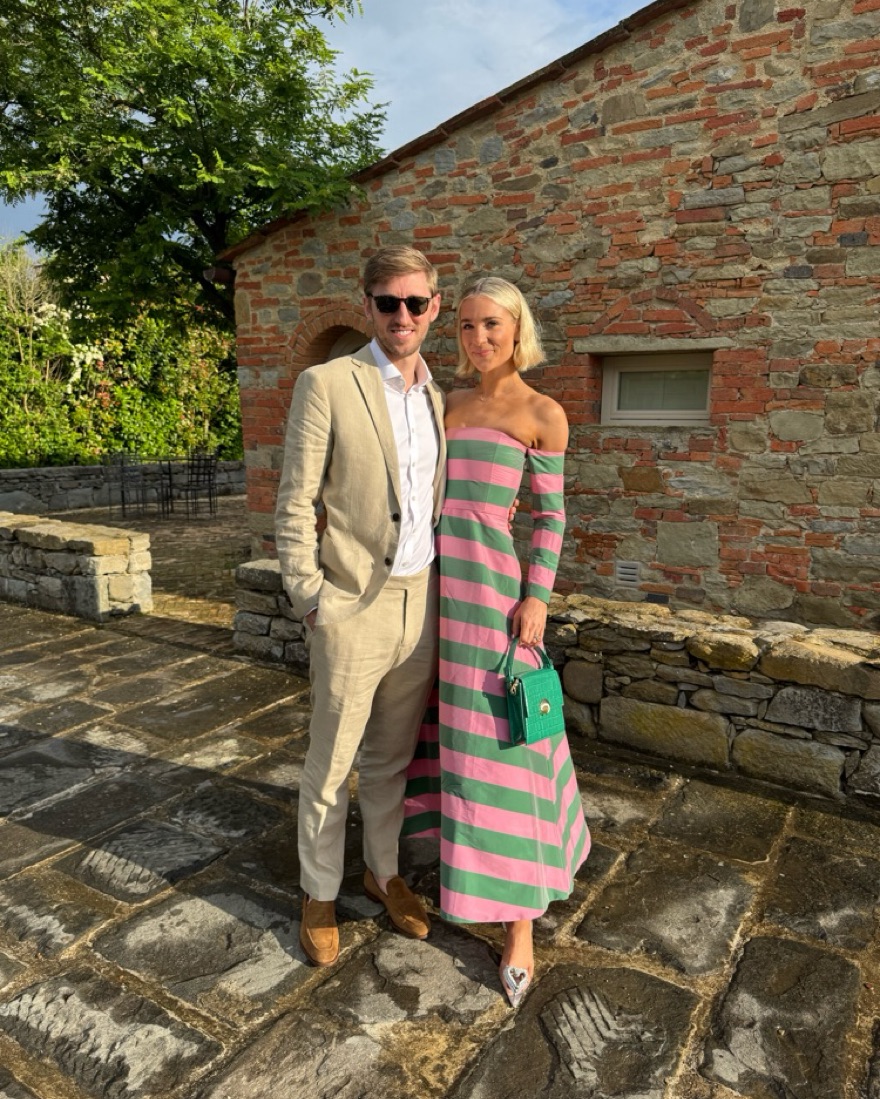 Bernadette Pink And Green Stripe Dress by BERNADETTE - Pickle