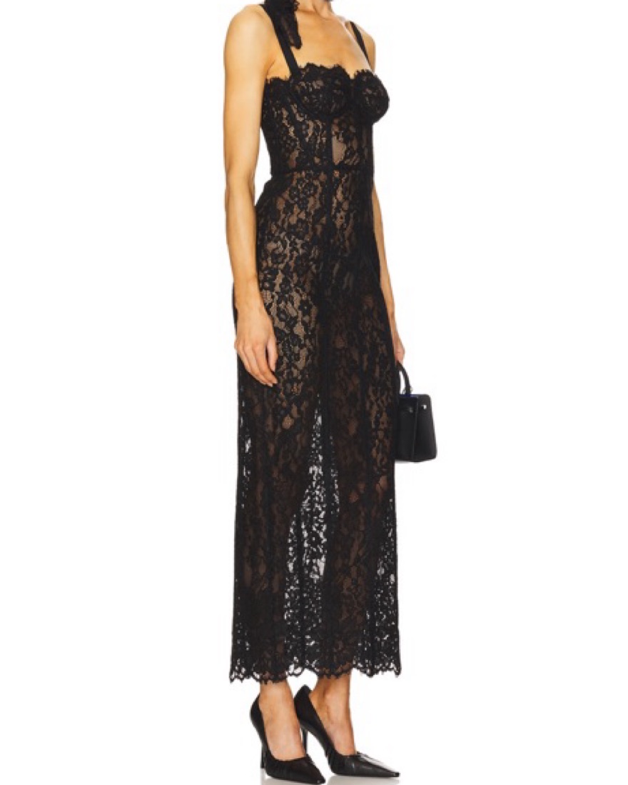 The Helsa Column Black Lace Dress by Helsa - Pickle