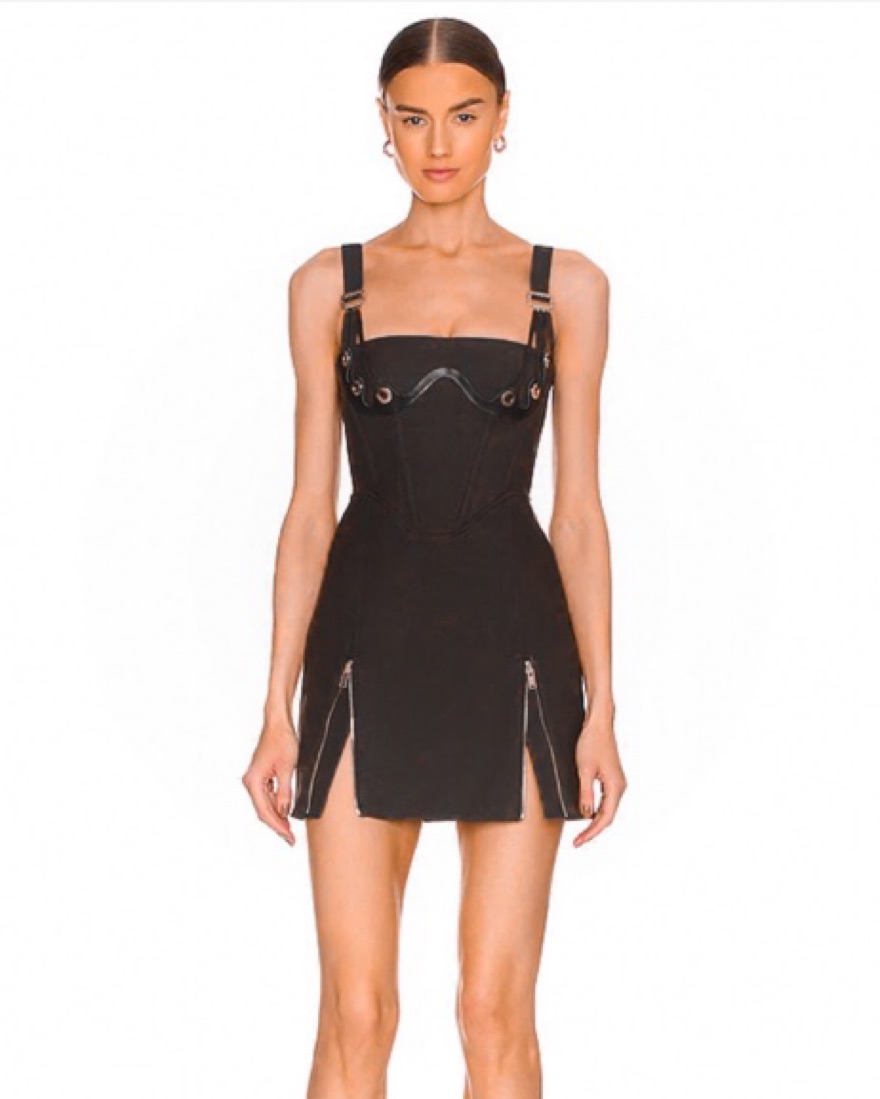 $870 Dion Lee Fan Lace Zip Mini Dress by Dion Lee - Pickle