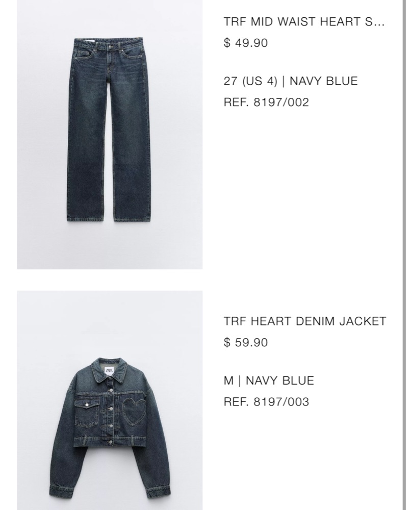 【2点】ハートデニムセットアップ　ジャケットパンツ　zara gu epine TRFハートデニムジャケット - ブルー | ZARA Japan / 日本