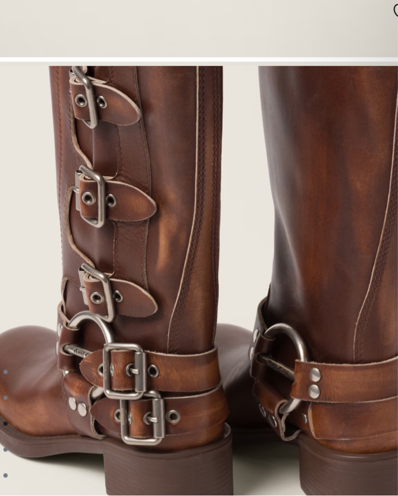 Miu Miu Leather Buckle Boots by Miu Miu - Pickle