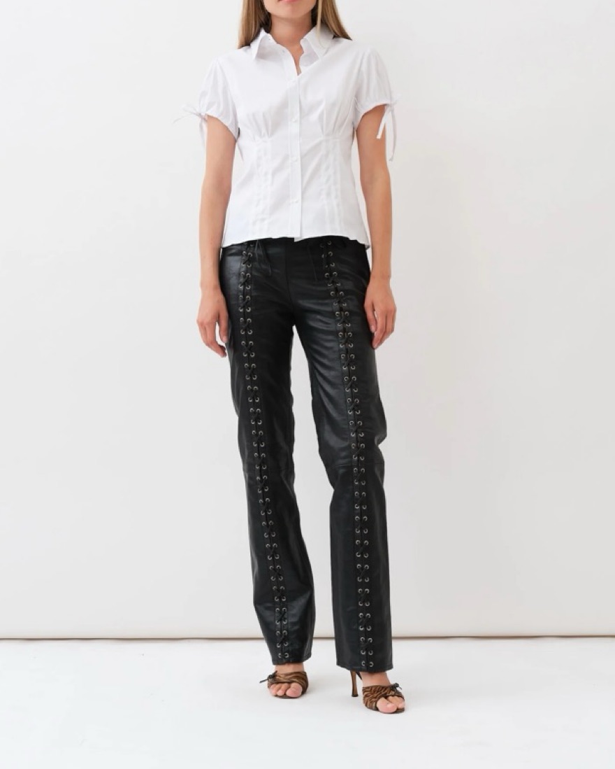 Saks Potts Lace Up Leather Pants by Saks Potts - Pickle