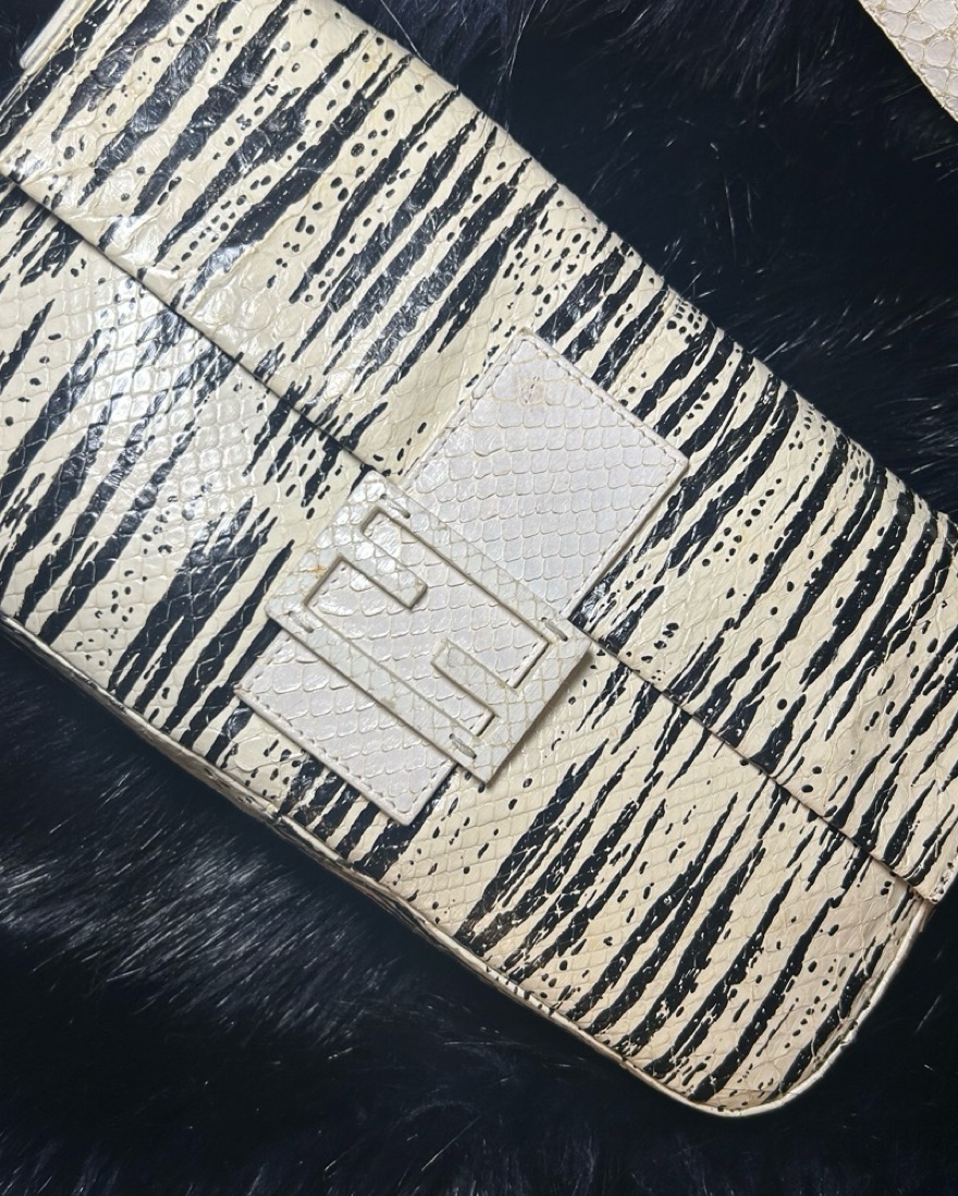 Fendi Zebra-Embossed Leather Clutch by Fendi - Pickle