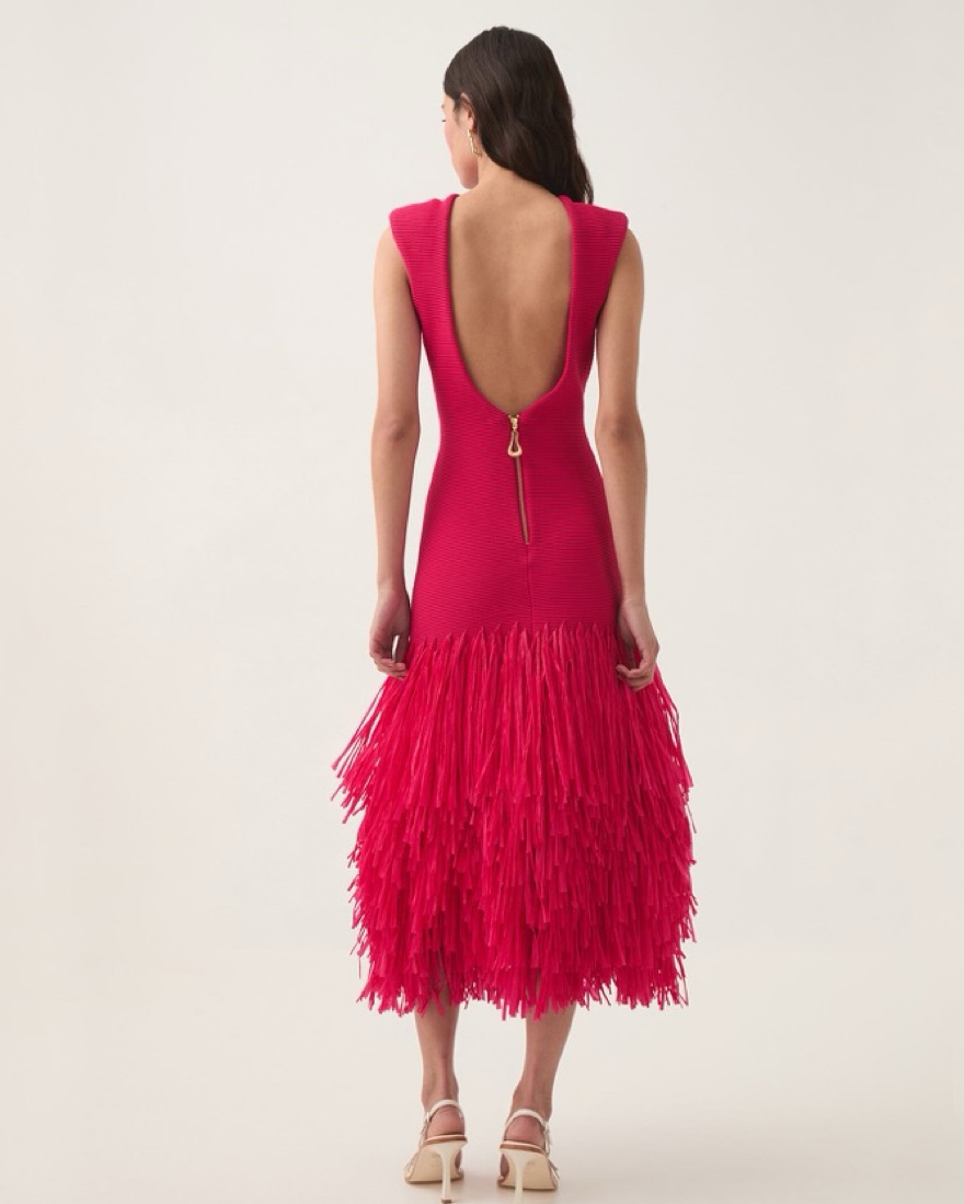 Aje Rushes Raffia Midi Dress by Aje - Pickle