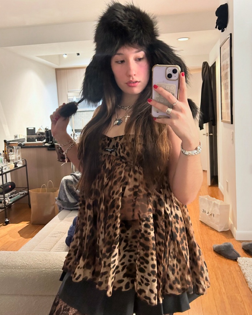 DOLCE&GABBANA ミンクティペット ヒョウ柄 Dolce Gabbana X Skims Cheetah Babydoll by Dolce + Gabbana - Pickle