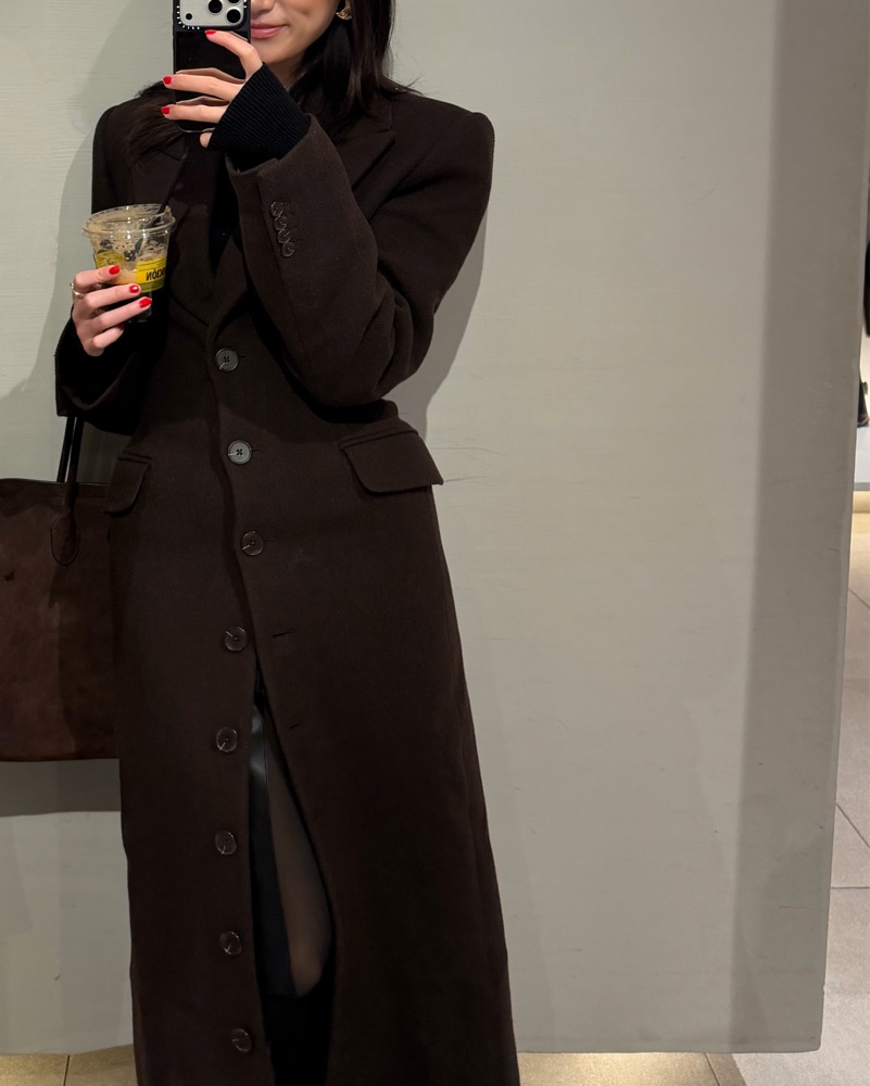 Helsa Wool Blend Topcoat In Dark Brown by Helsa - Pickle