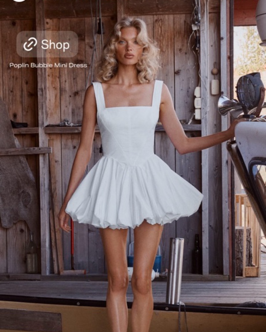 HELSA Poplin Bubble Mini Dress White by Helsa - Pickle