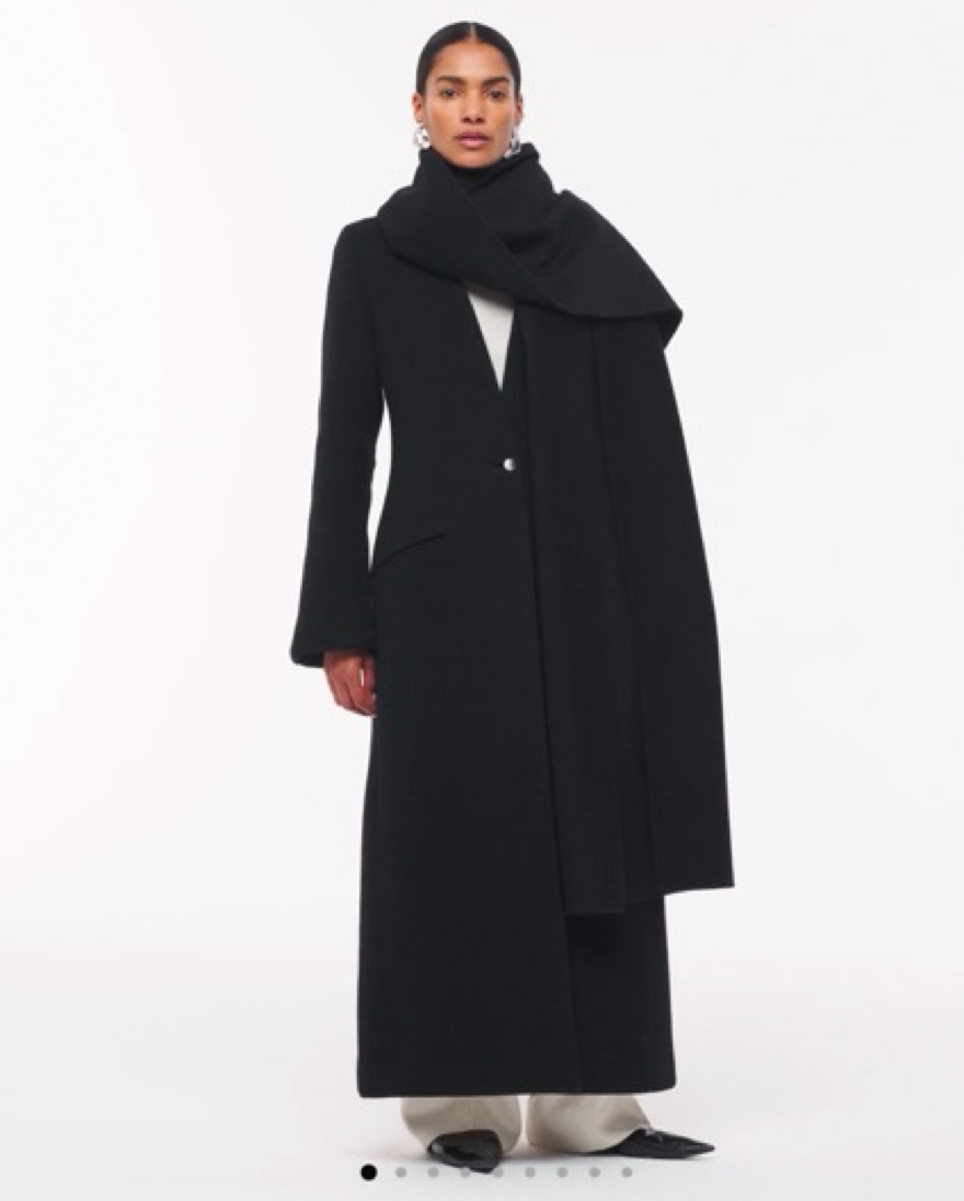 Deep V Cashmere Scarf Coat by Another Tomorrow - Pickle