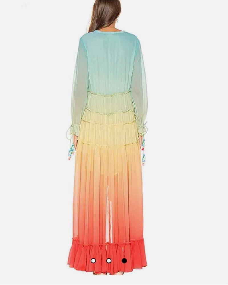 Rococo Sand Rainbow Ombre High Low Dress by Rococo Sand - Pickle