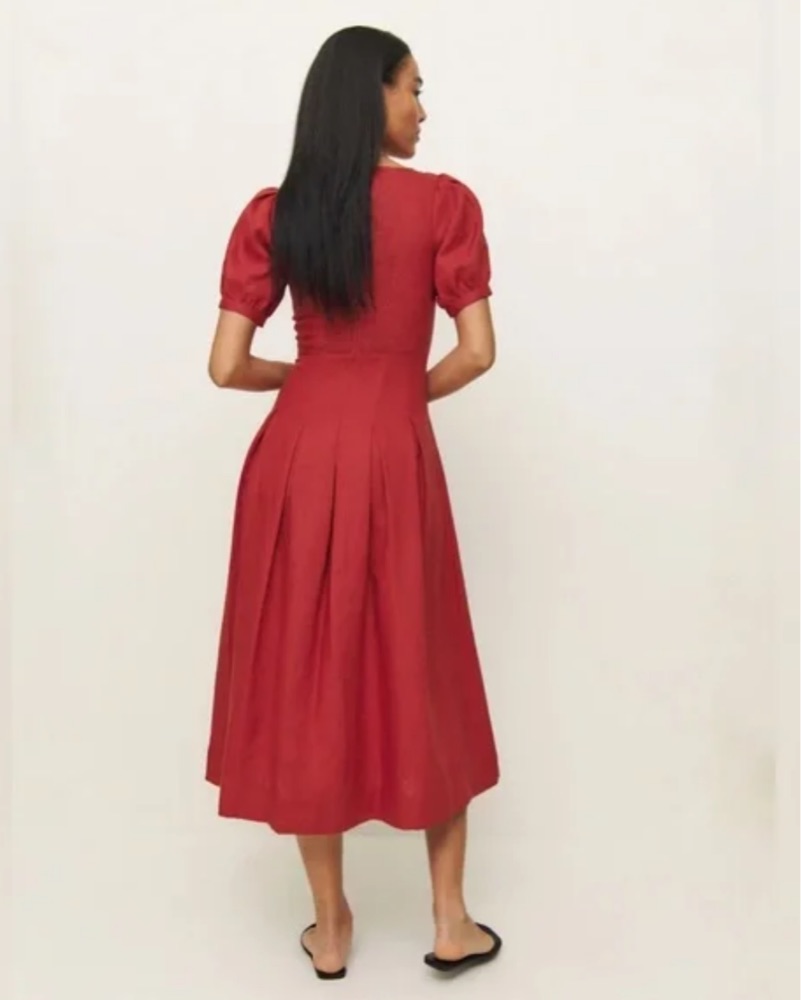 Reformation Coucou Linen Dress (Red) by Reformation - Pickle