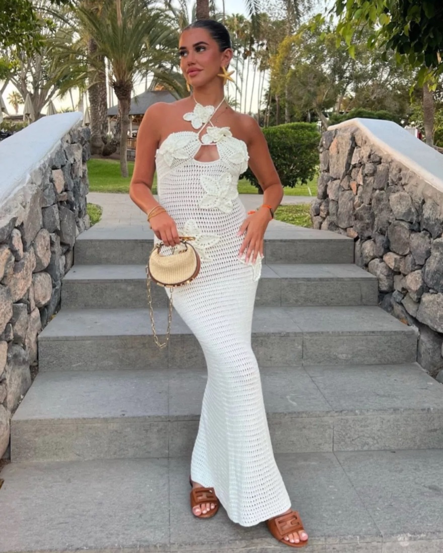 Meshki Kyla Crochet Maxi Dress Ivory by Meshki - Pickle