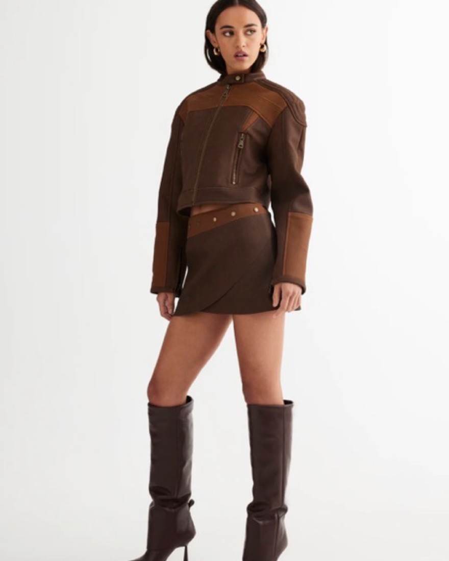 Neuve Biker Jacket by Lioness - Pickle