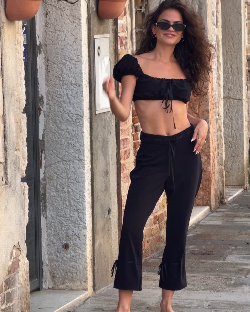 Cindy Black Crop Set by For Love & Lemons - Pickle