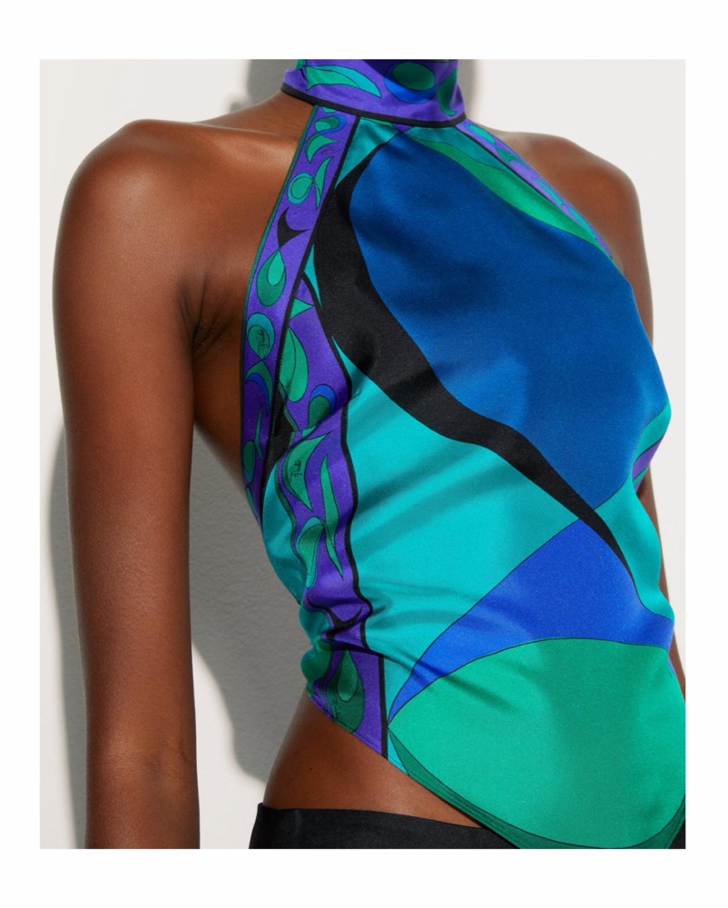 $1020 Pucci Cropped silk halterneck Top by Pucci - Pickle
