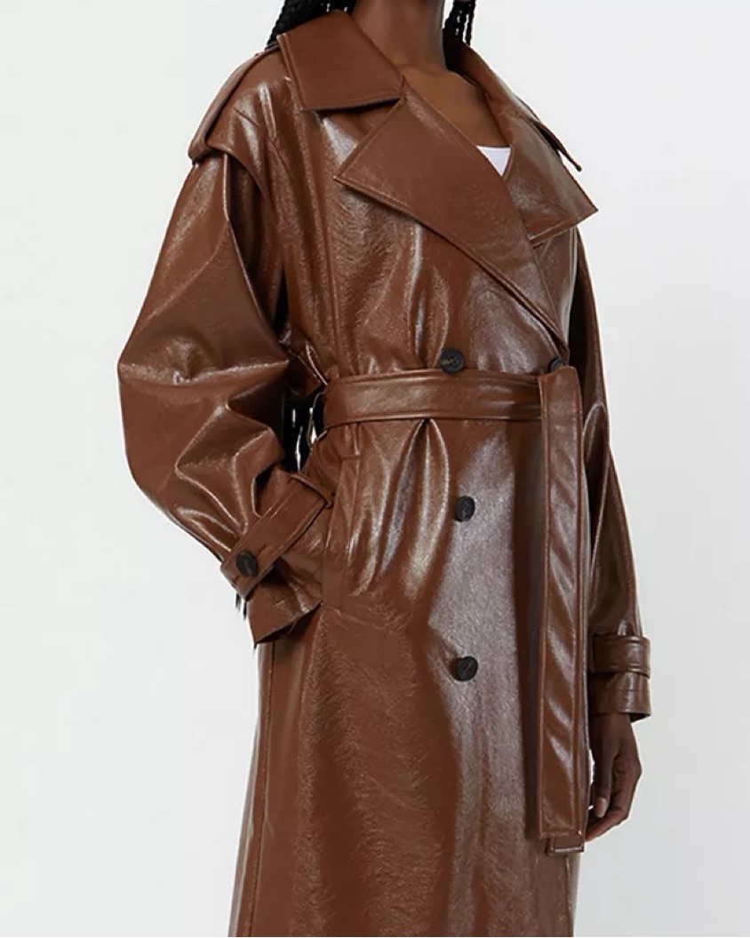 Brown Leather Trench Coat by APPARIS - Pickle