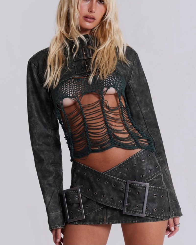 Jaded London Assassin Belt Skirt by Jaded London/Revolve - Pickle