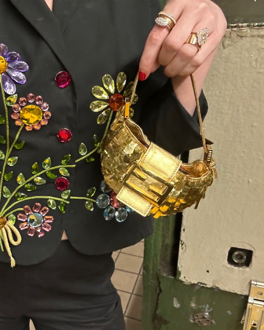 Fendi Gold Sequin Croissant Baguette by Fendi - Pickle