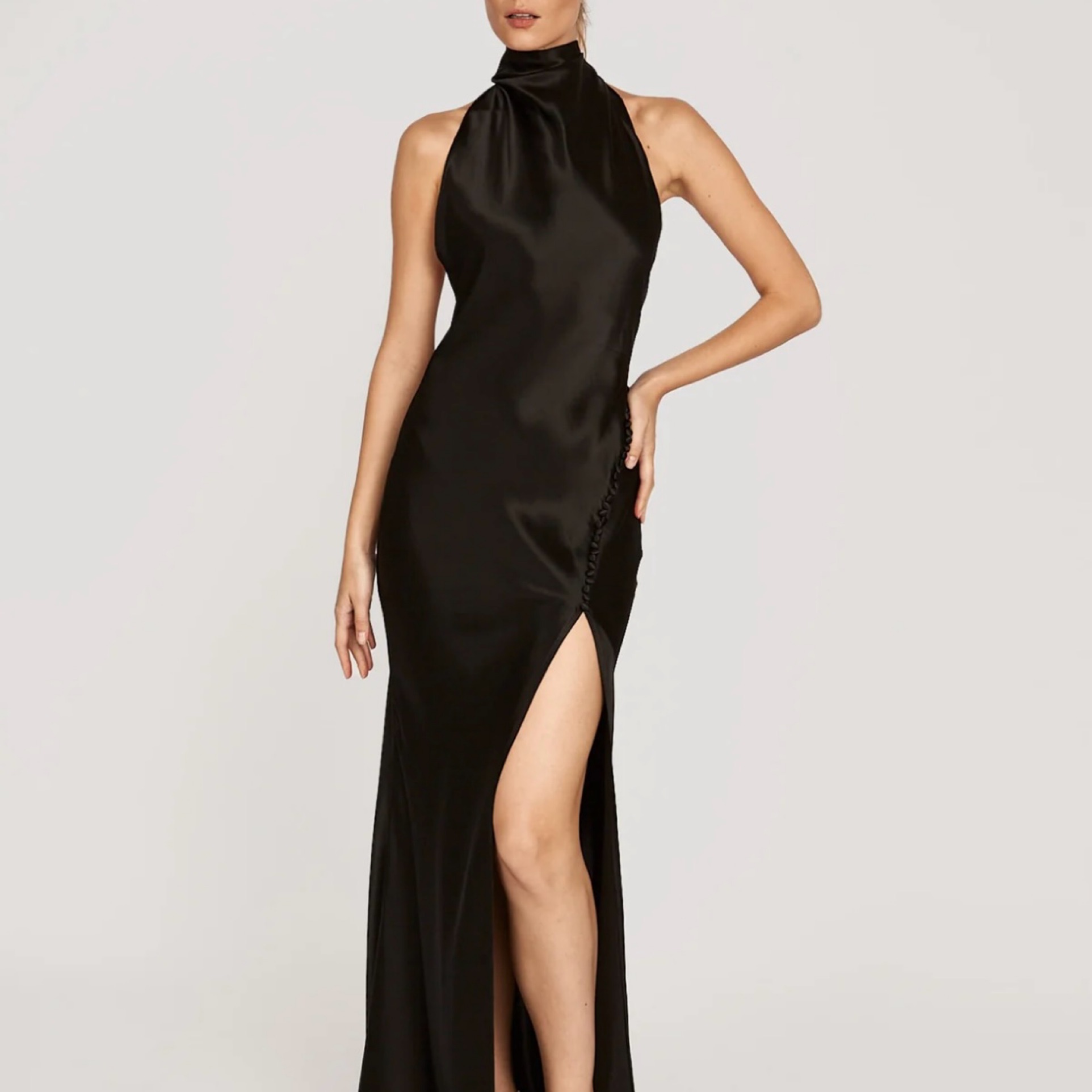 Black Sau Lee Satin Dress by Sau Lee - Pickle