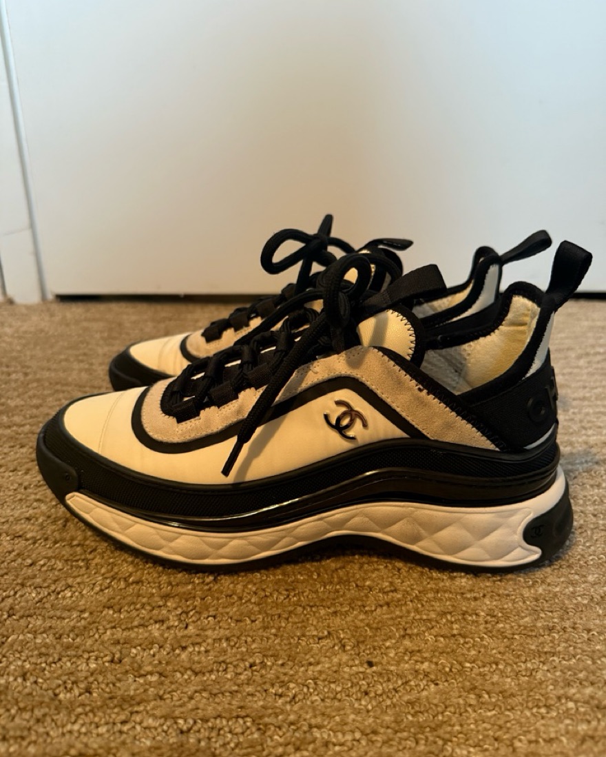 Chanel Black/White Sneakers Size 6 1/2 by Chanel - Pickle