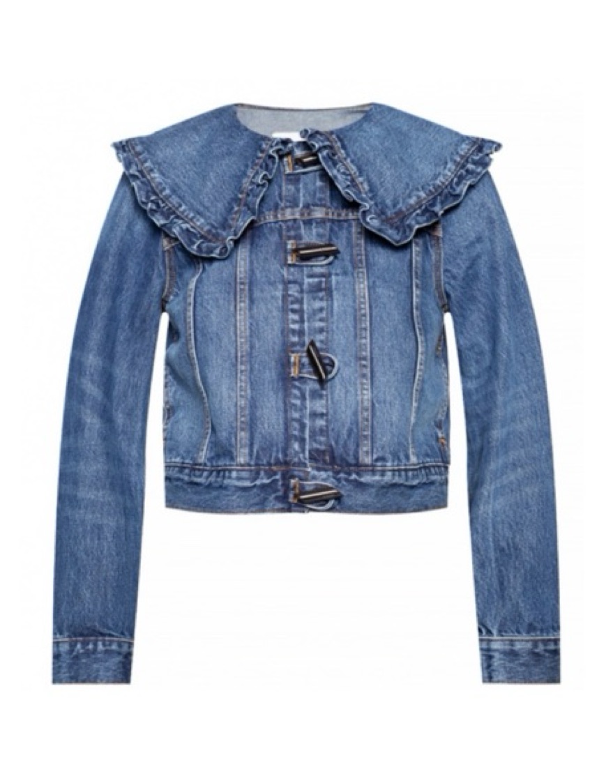 Ganni Ruffle Collar Denim Jacket by Ganni - Pickle