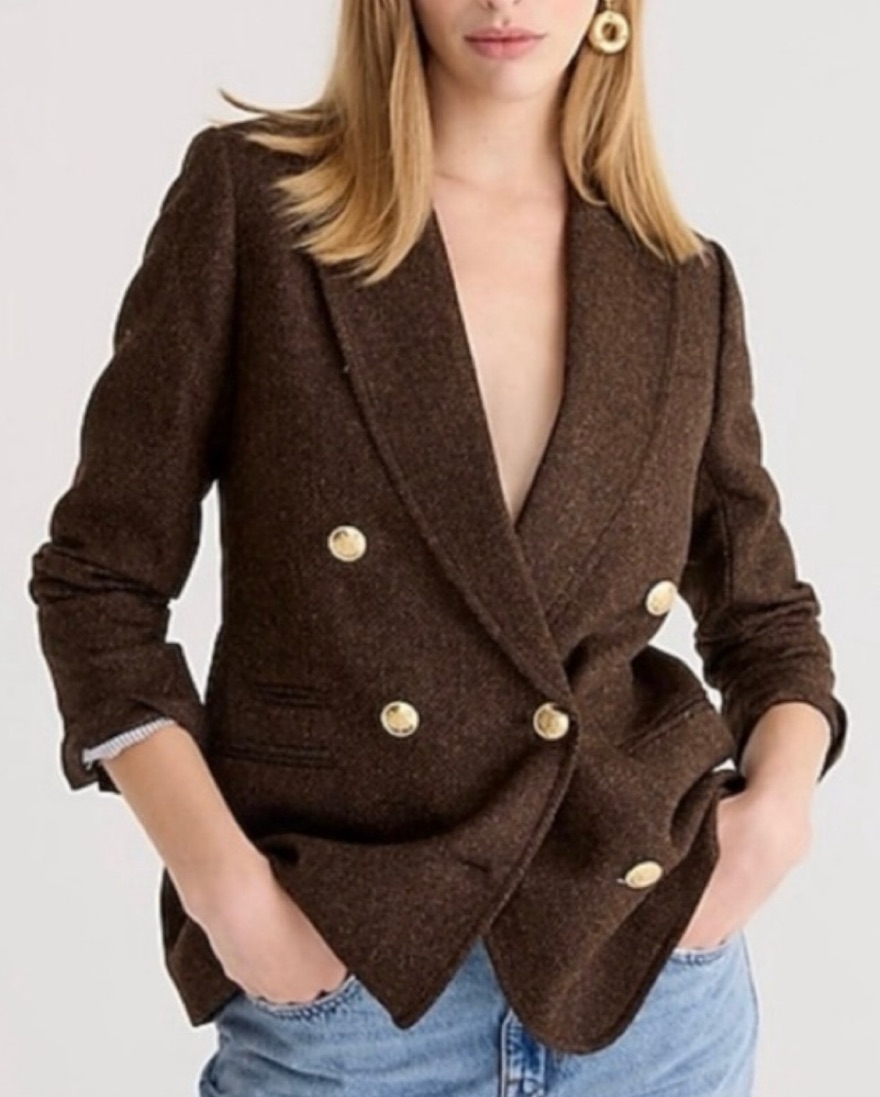 Bristol blazer in chocolate herringbone by J Crew - Pickle