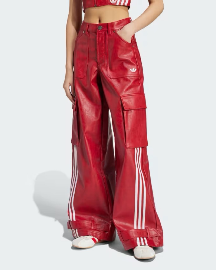 Red Leather Adidas High-waisted Wide Leg by Adidas - Pickle