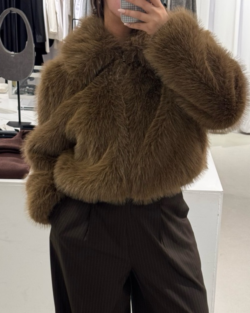 The Frankie Shop Hope Faux Fur Jacket by The Frankie Shop - Pickle