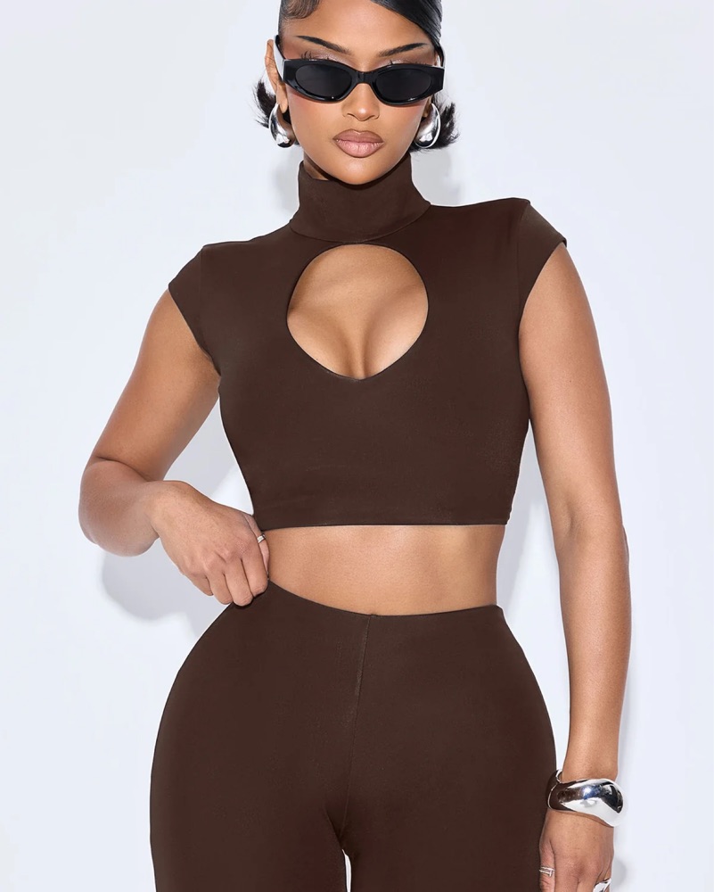 Double Lined Capri Set by Fashion Nova - Pickle