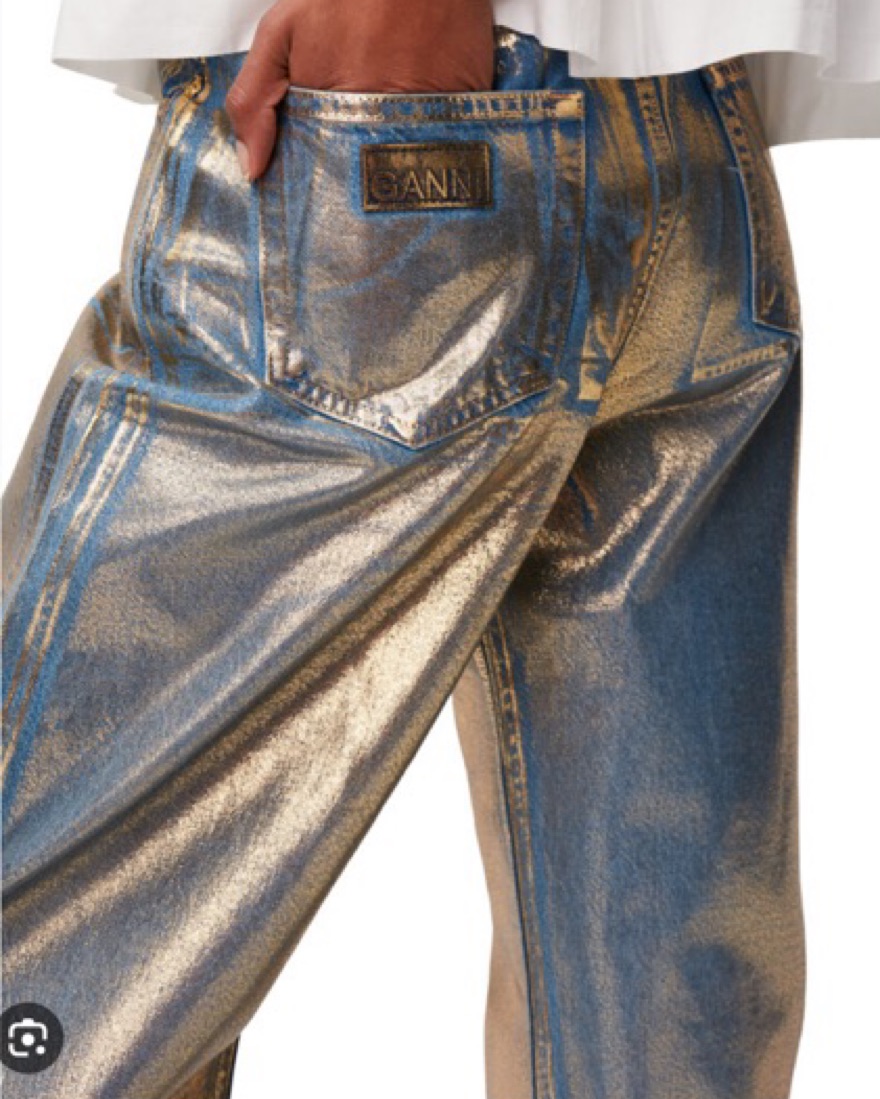 Ganni Metallic Organic High-Rise Jeans by Ganni - Pickle
