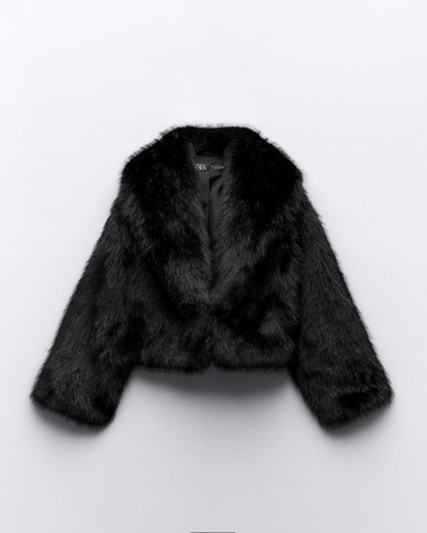 Zara Black Cropped Faux Fur Coat by Zara - Pickle