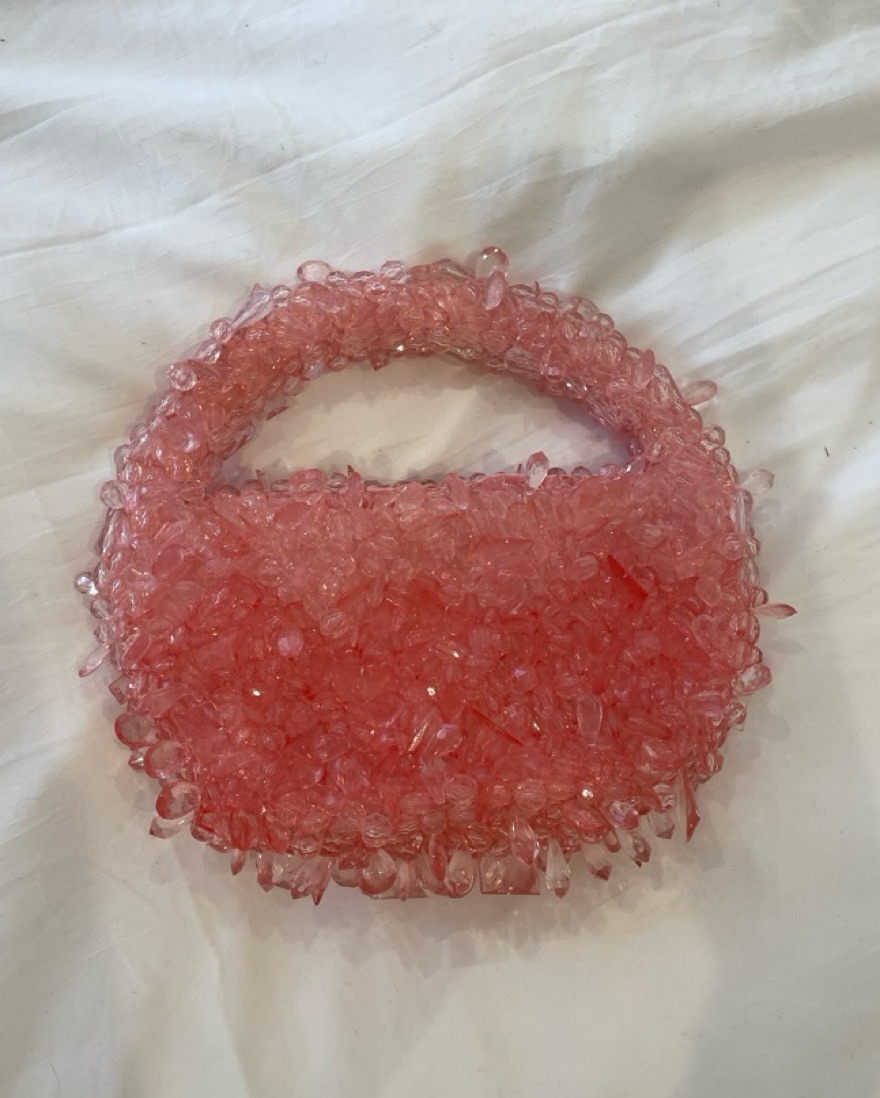Clio Peppiatt Coral Pink Embellished Bag by Clio Peppiatt - Pickle