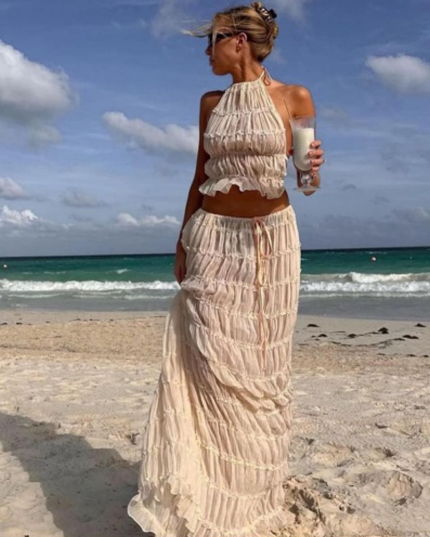 Arcina Ori Juliette Halter Top Skirt Set by Arcina Ori - Pickle
