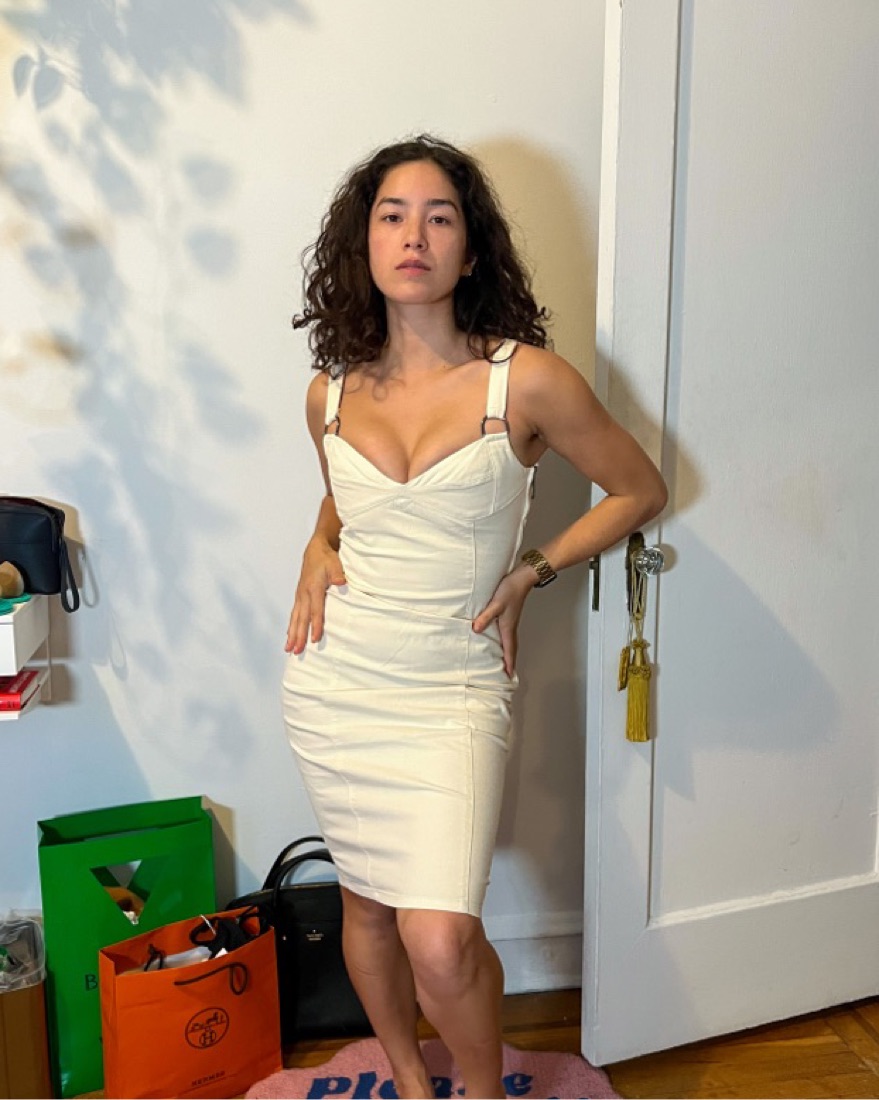 Versace Off White Denim Corset Dress by Versace Jeans Couture - Pickle