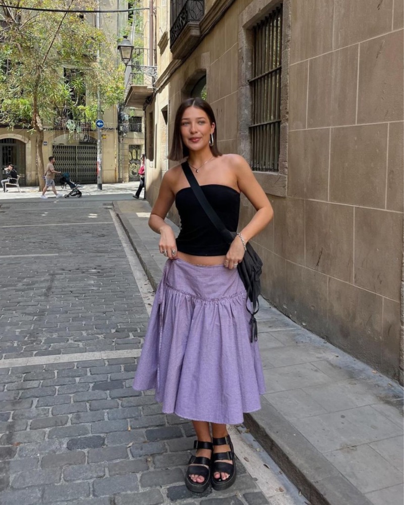 Mode Mischief Costes Midi Skirt by Mode Mischief - Pickle