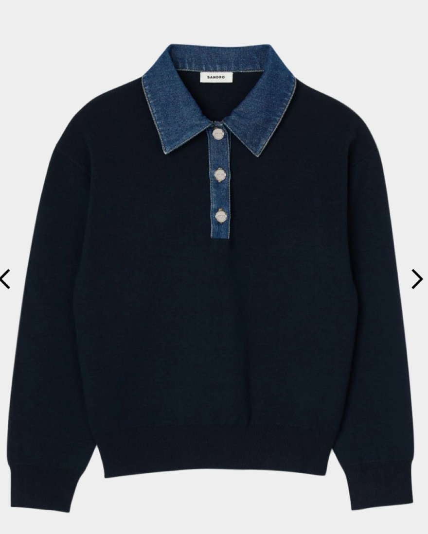 Sandro Damien Denim Collar Sweater by Sandro - Pickle