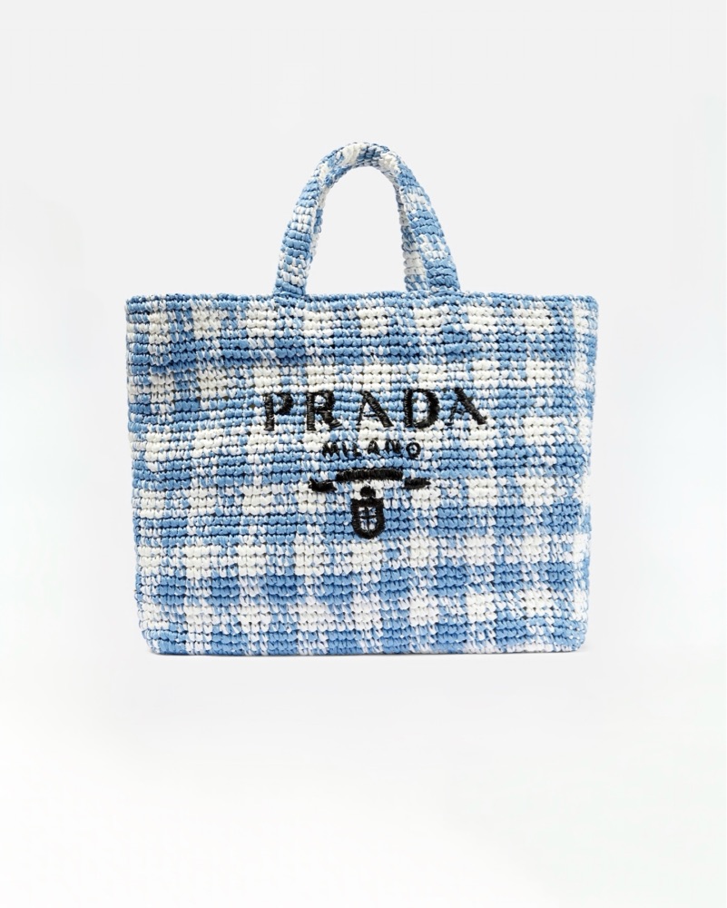 $2,850 Prada Raffia Blue Beach Bag by Prada - Pickle