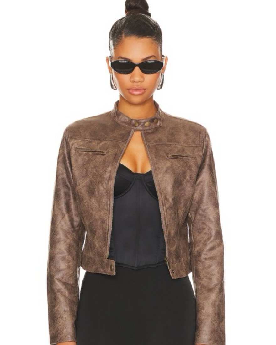 Lioness Brown Leather Jacket by Lioness - Pickle