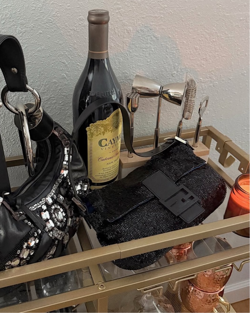 1999 Fendi Black Sequin Baguette by Fendi - Pickle