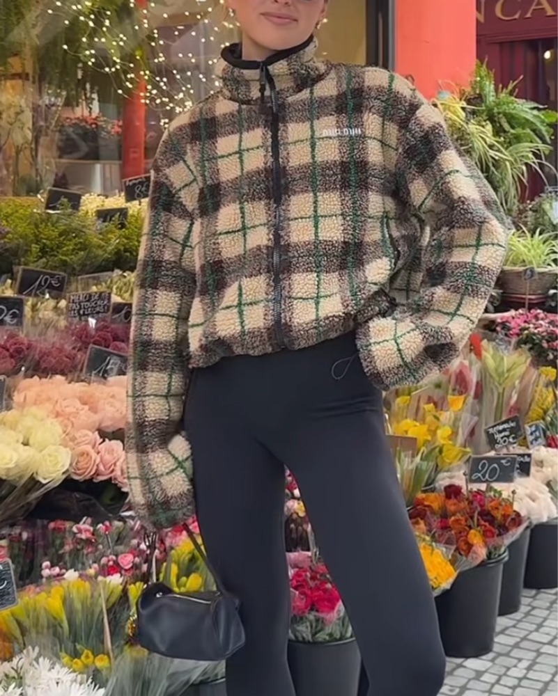90s-00s MIU MIU チェック柄ニット Miu Miu Teddy Check Fleece by Miu Miu - Pickle