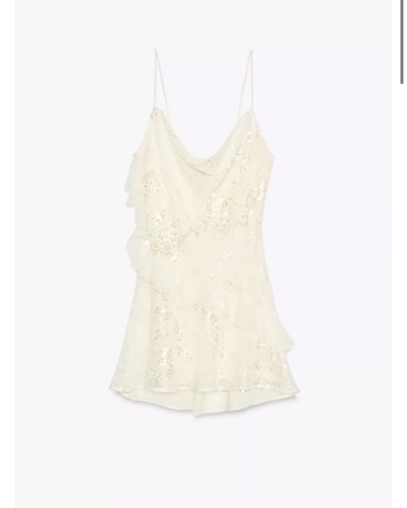 Sequin Ruffle Mini Dress by ZARA - Pickle
