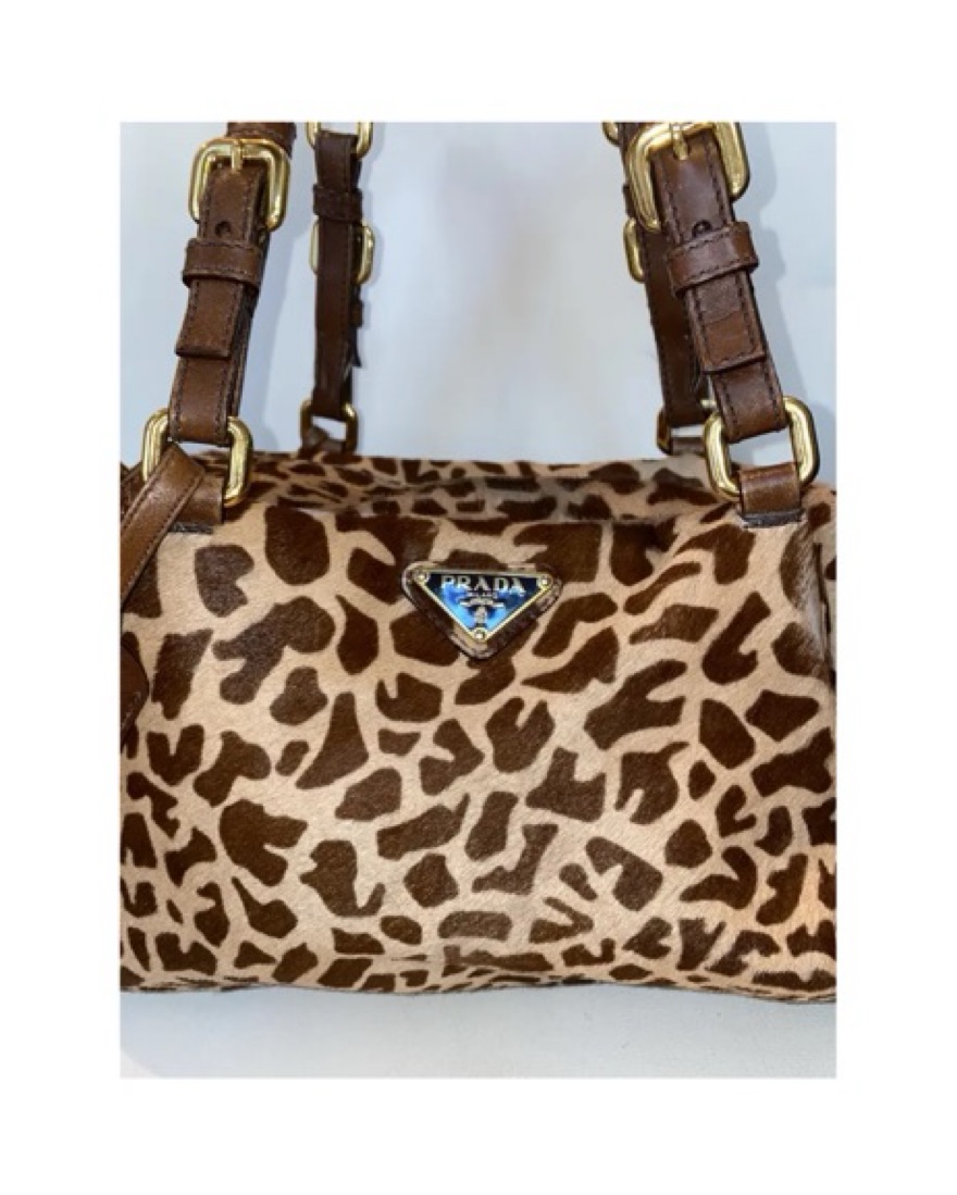 PRADA ハンドバッグ　パイソン　アニマル VTG Animal Print Pony Hair Prada Bag by Prada - Pickle