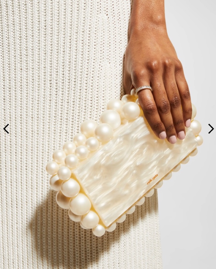 Cult Gaia Eos Pearly Acrylic Clutch Bag by Cult Gaia - Pickle