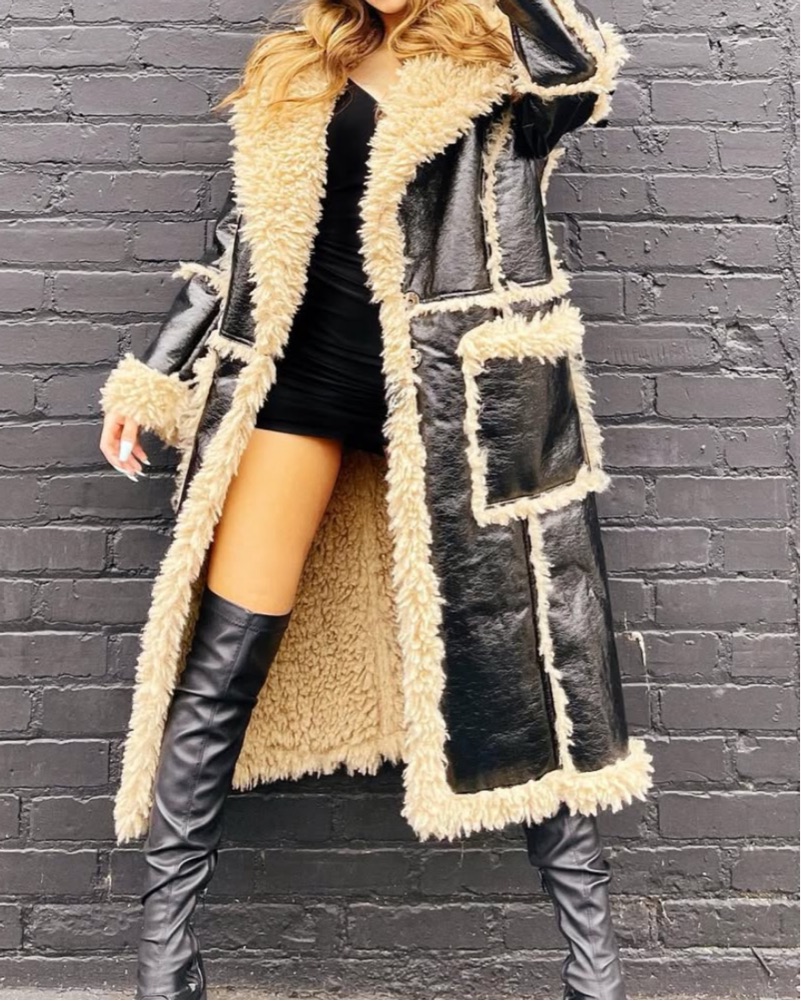 Faux Fur Trench Coat by Other - Pickle